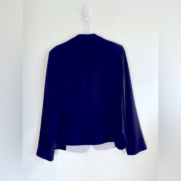 Jones New York Stretchy Crepe Open Blazer, White Lapel Detail Sz 10 - Picture 4 of 4